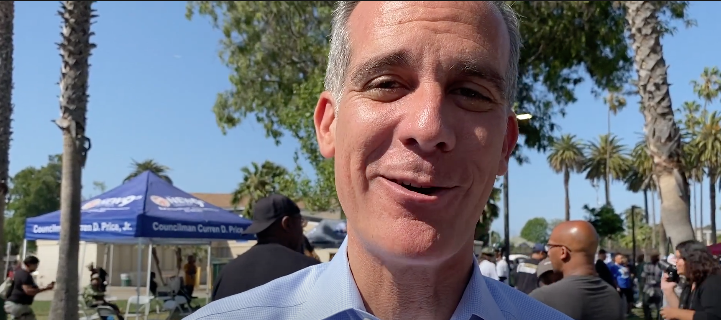 L.A Mayor Eric Garcetti in South Central 30 Years After 1992 Riots & Gang Truce