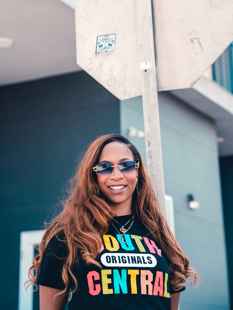 Tina Sampay, known as Slauson Girl, on Broadway in South Central Los Angeles